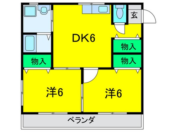 二田ハイツＤ棟の物件間取画像